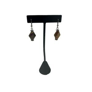 Brown Gemstone Drop Earrings With Silver-Tone Hooks